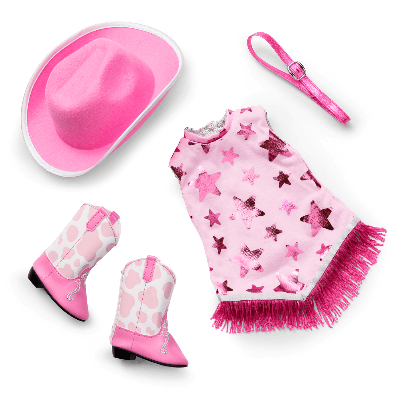 Glam Pink Cowgirl Outfit for 18-inch Dolls Q6