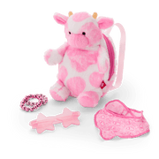 Pink Spotted Cow Backpack & Accessory Set for 18-inch Dolls Z7