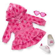 Pink Hearts Hoodie Dress for 18-inch Dolls T3
