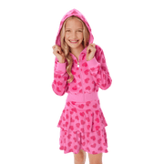 Pink Hearts Hoodie Dress for Girls X4