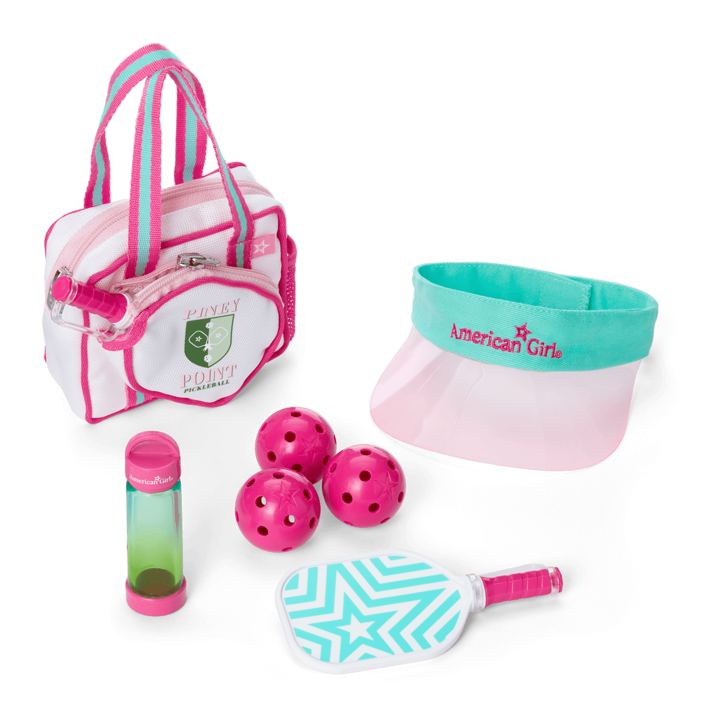 Raquel's™ Pickleball Bag & Paddle Set for 18-inch Dolls (Girl of the Year™ 2026) Z9