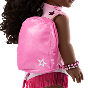 Pink Spotted Cow Backpack & Accessory Set for 18-inch Dolls Z7