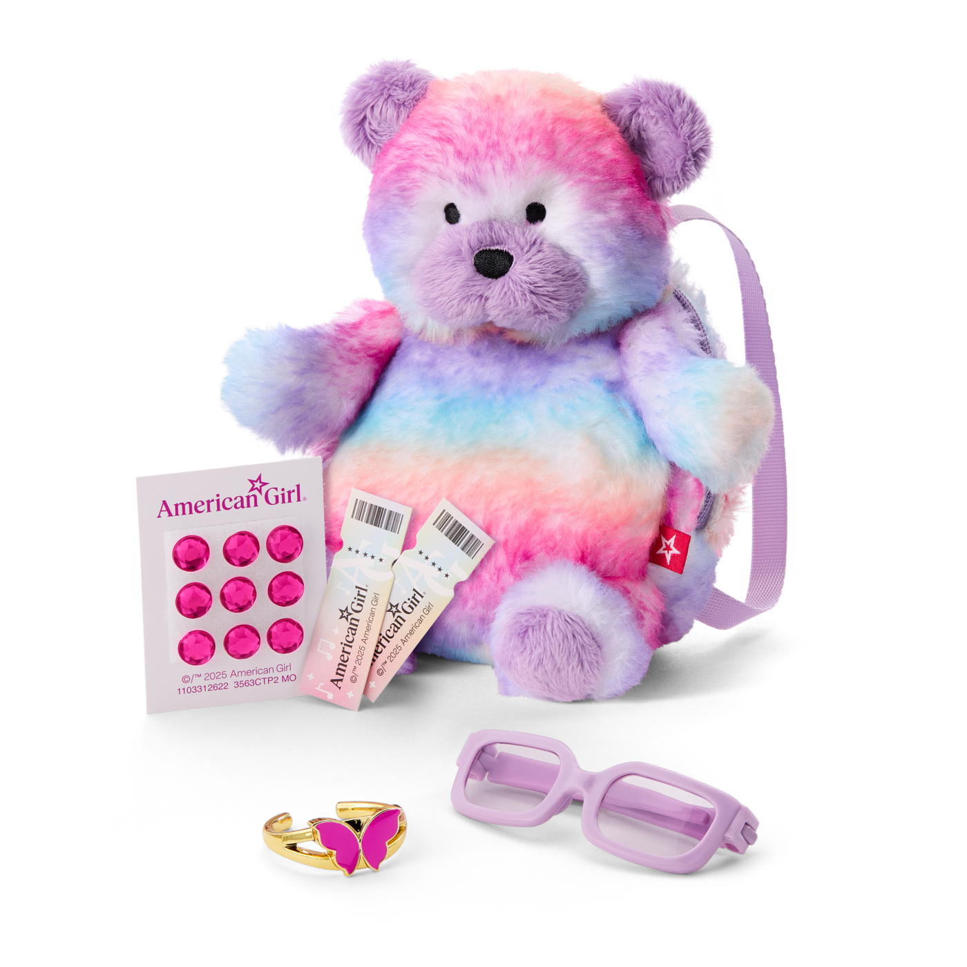 Colorful Teddy Bear Backpack & Accessory Set for 18-inch Dolls Y4
