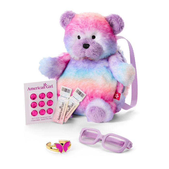 Colorful Teddy Bear Backpack & Accessory Set for 18-inch Dolls Y4