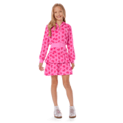 Pink Hearts Hoodie Dress for Girls O7
