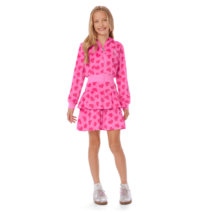 Pink Hearts Hoodie Dress for Girls X4