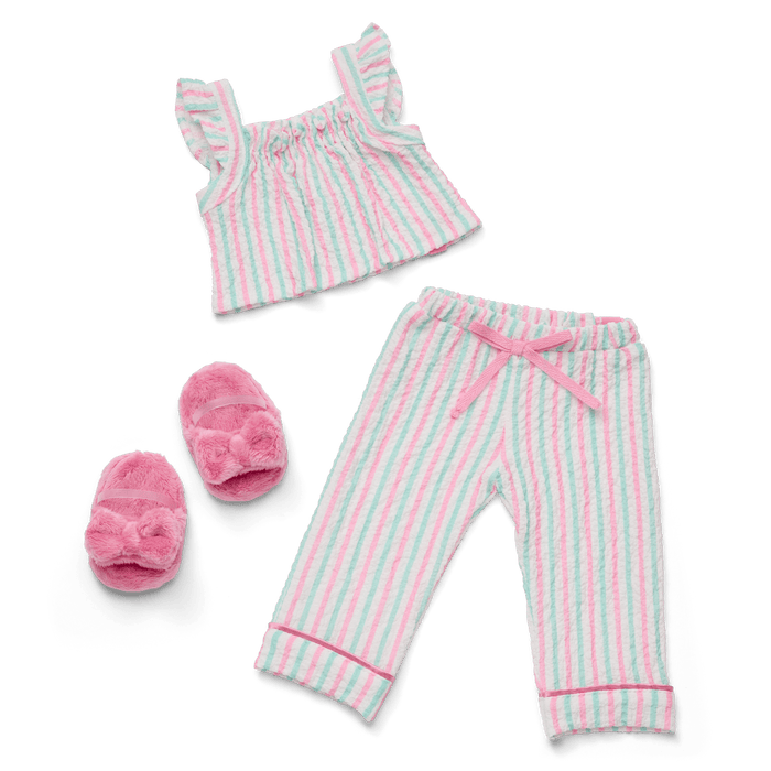 Raquel's™ Coastal Stripes Pajamas for 18-inch Dolls (Girl of the Year™ 2026) F7