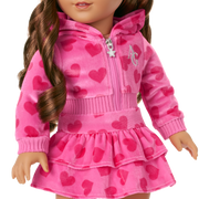 Pink Hearts Hoodie Dress for 18-inch Dolls V9