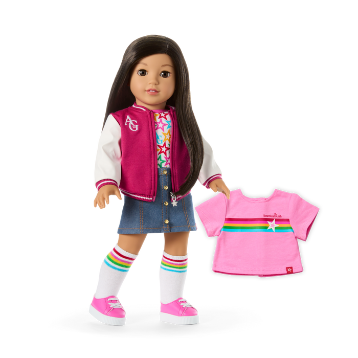 Truly Me™ 18-inch Doll #124 with straight black-brown hair N0
