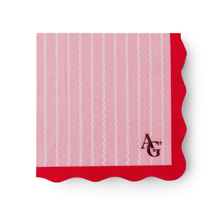American Girl™ x Bonjour Fête Pink Pinstripe Small Napkins (Set of 20) S3