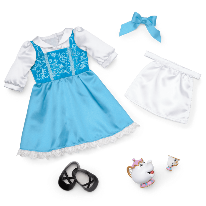 American Girl® Disney Princess Belle Blue Dress, Mrs. Potts, Chip & Accessories for 18-inch Dolls A0
