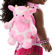 Pink Spotted Cow Backpack & Accessory Set for 18-inch Dolls Z7
