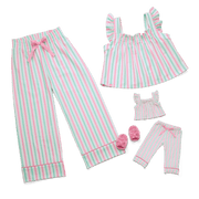 Raquel's™ Coastal Stripes Pajamas for 18-inch Dolls (Girl of the Year™ 2026) F7