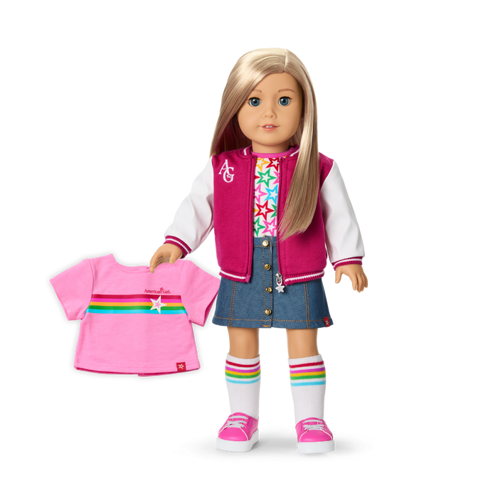 Truly Me™ 18-inch Doll #100 with straight layered blonde hair K1