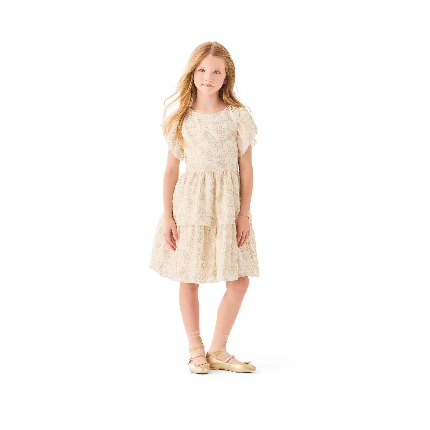 American Girl® x Janie and Jack Sparkly Cream Celebration Dress for Little Girls & Girls M8