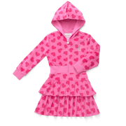 Pink Hearts Hoodie Dress for Girls O7