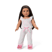 Raquel's™ Coastal Stripes Pajamas for 18-inch Dolls (Girl of the Year™ 2026) F7