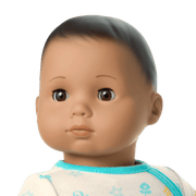 Bitty Baby® Doll #5 with dark-brown hair in Pastel Blue X6
