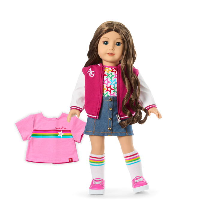 Truly Me™ 18-inch Doll #126 with wavy brown hair M1