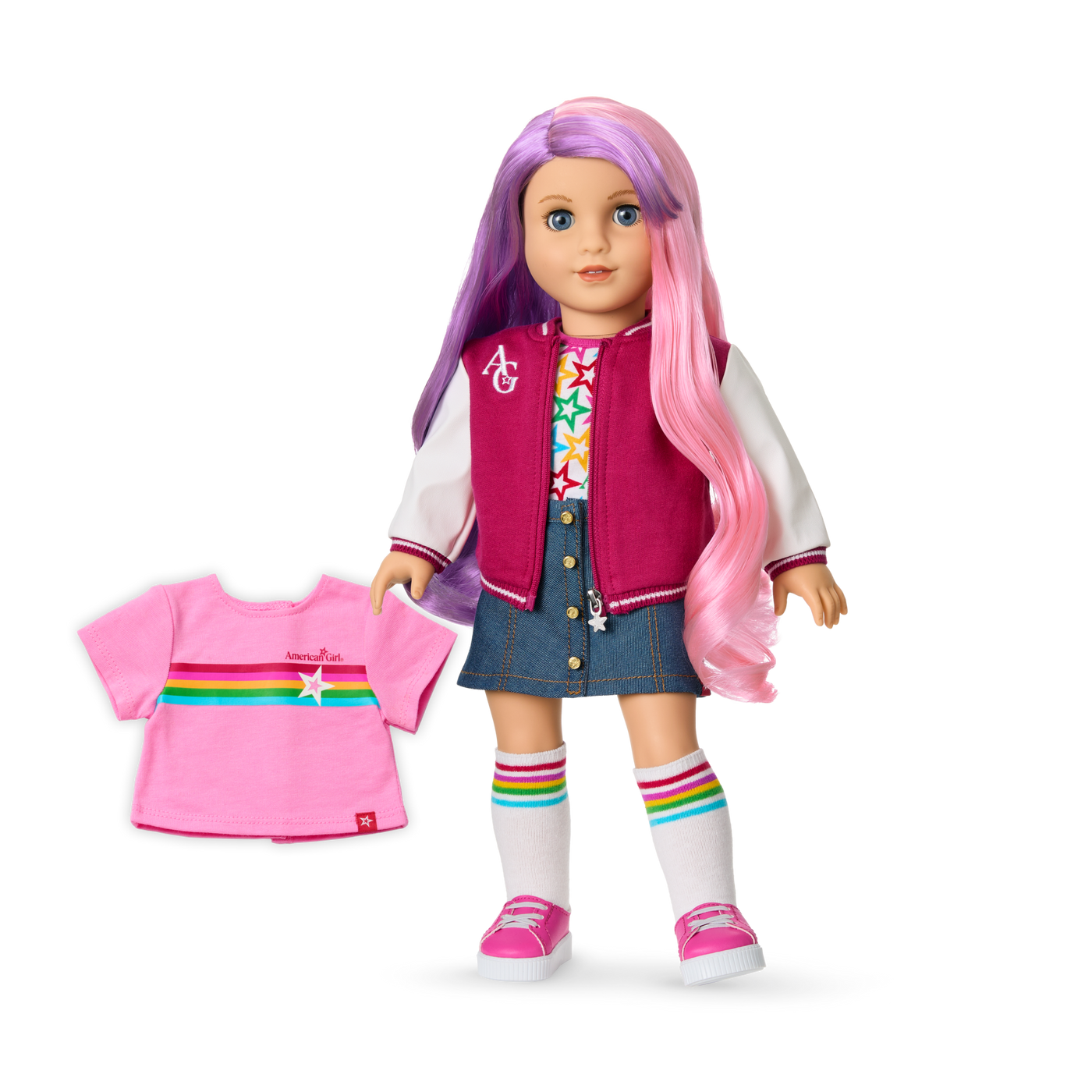 Truly Me™ 18-inch Doll #116 with wavy purple-and-pink hair P7