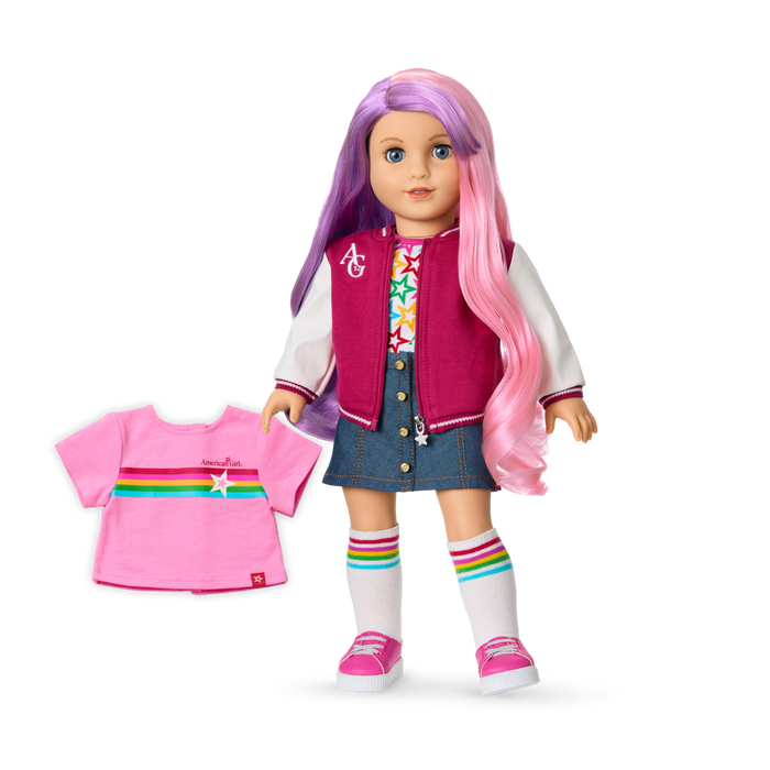 Truly Me™ 18-inch Doll #116 with wavy purple-and-pink hair P7
