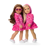 Pink Hearts Hoodie Dress for 18-inch Dolls T3