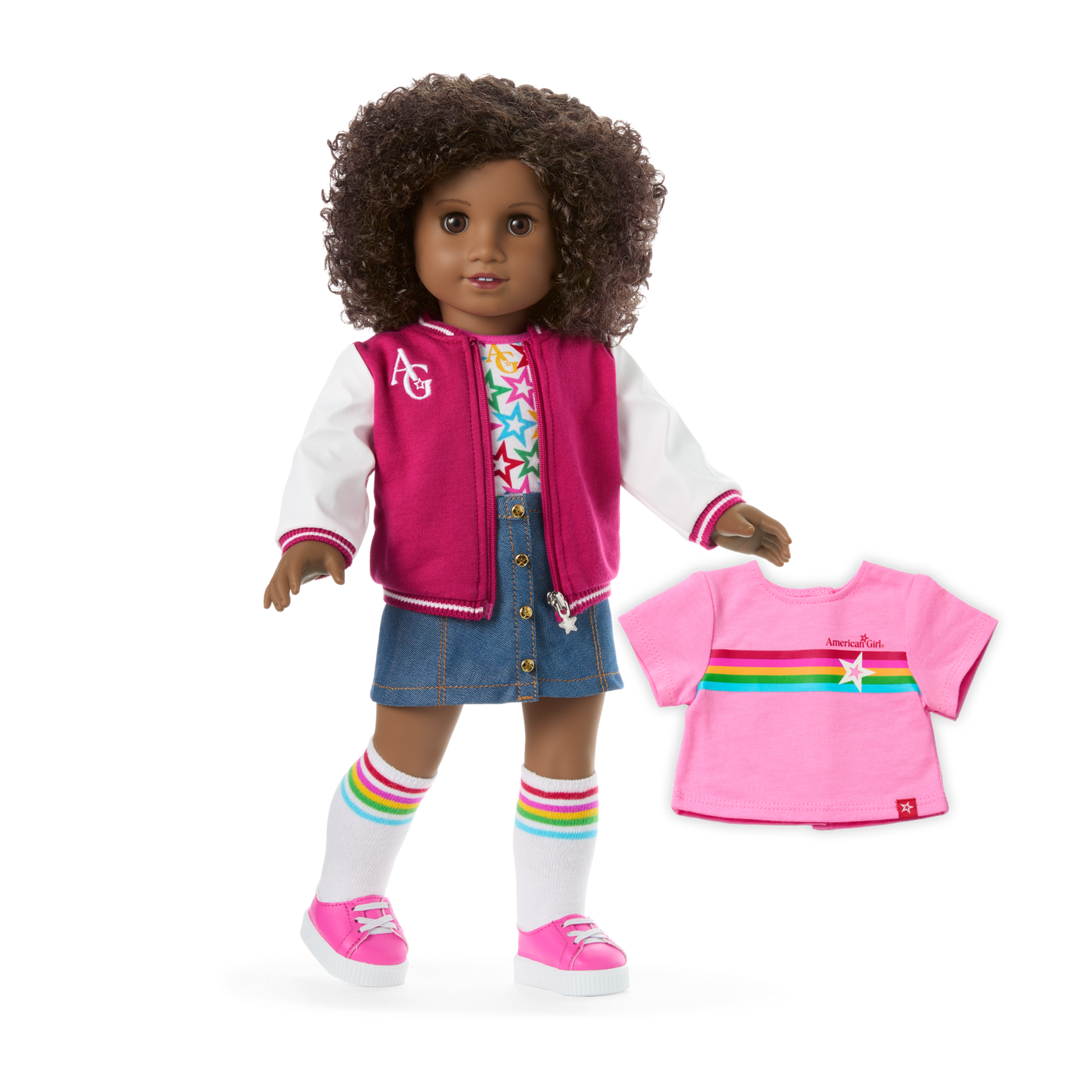Truly Me™ 18-inch Doll #112 with curly dark-brown hair A1