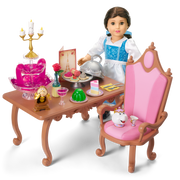 Disney Princess Belle Enchanted Castle Dining Set, Blue Dress & Friends Bundle for 18-inch Dolls I6