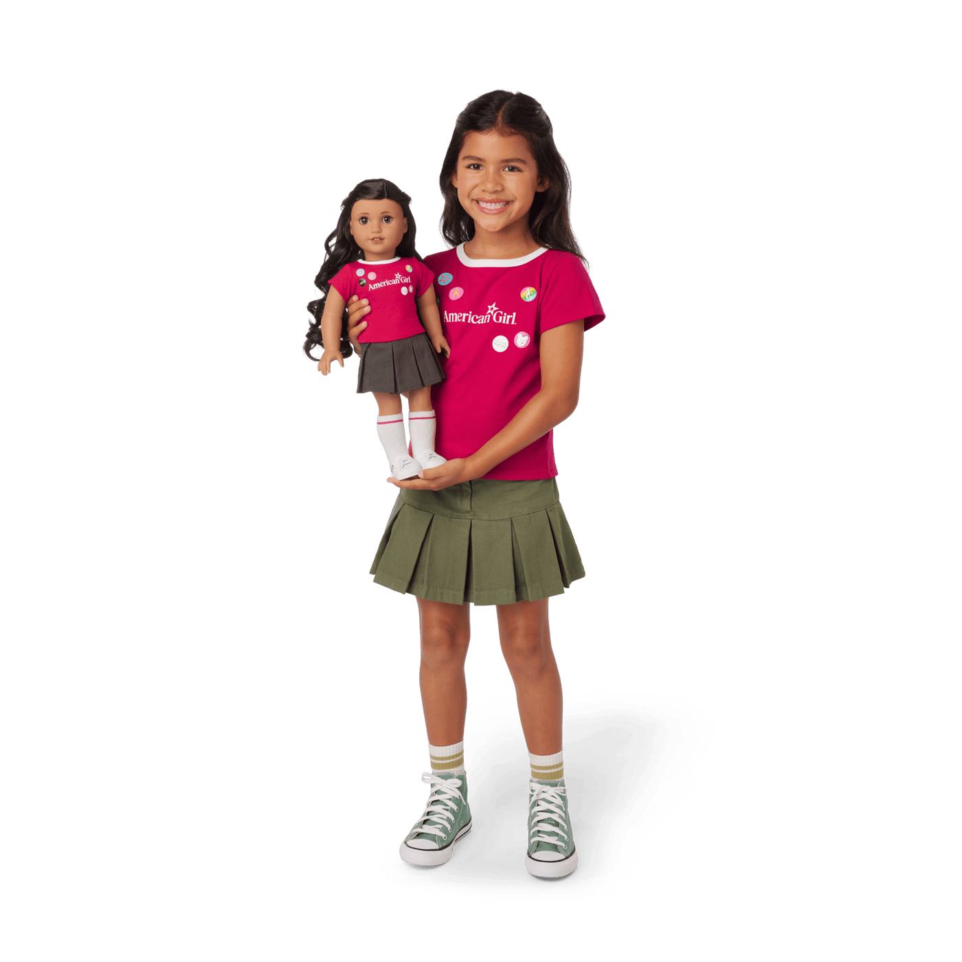 Matching AG™ Grin Pins Ringer Tee Set for Girls & 18-inch Dolls F4