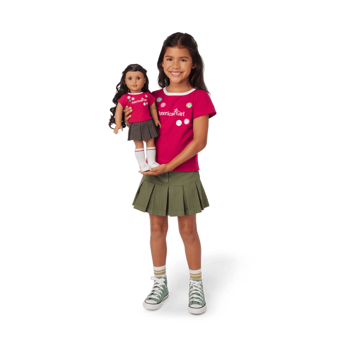 Matching AG™ Grin Pins Ringer Tee Set for Girls & 18-inch Dolls F4