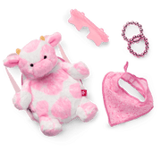 Pink Spotted Cow Backpack & Accessory Set for 18-inch Dolls Z7