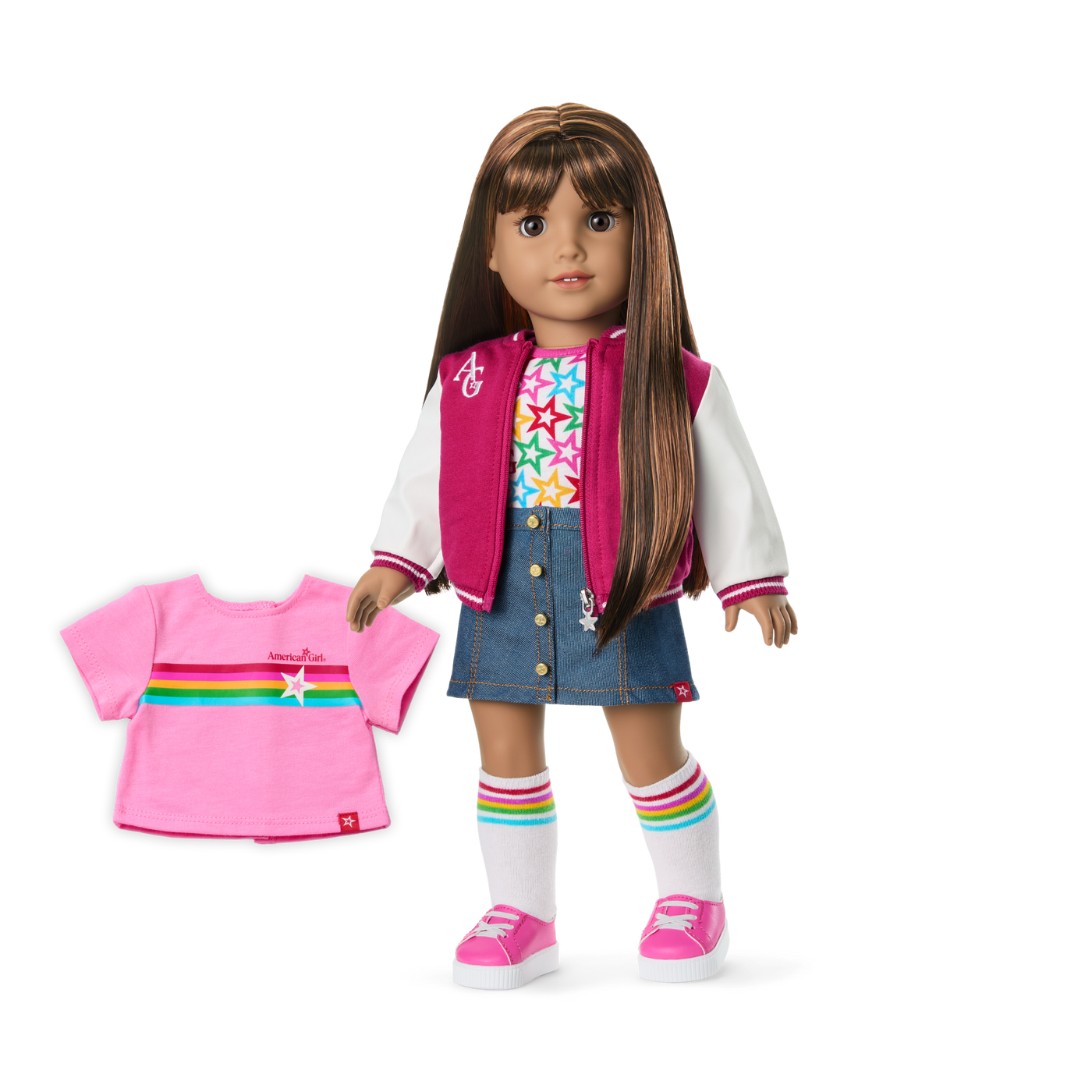 Truly Me™ 18-inch Doll #122 with straight dark-brown hair T8