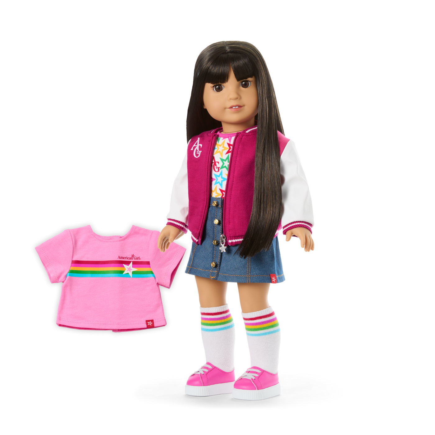 Truly Me™ 18-inch Doll #130 with straight black-brown hair H1