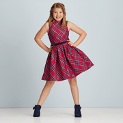 Pretty Plaid Christmas Dress for Girls K2
