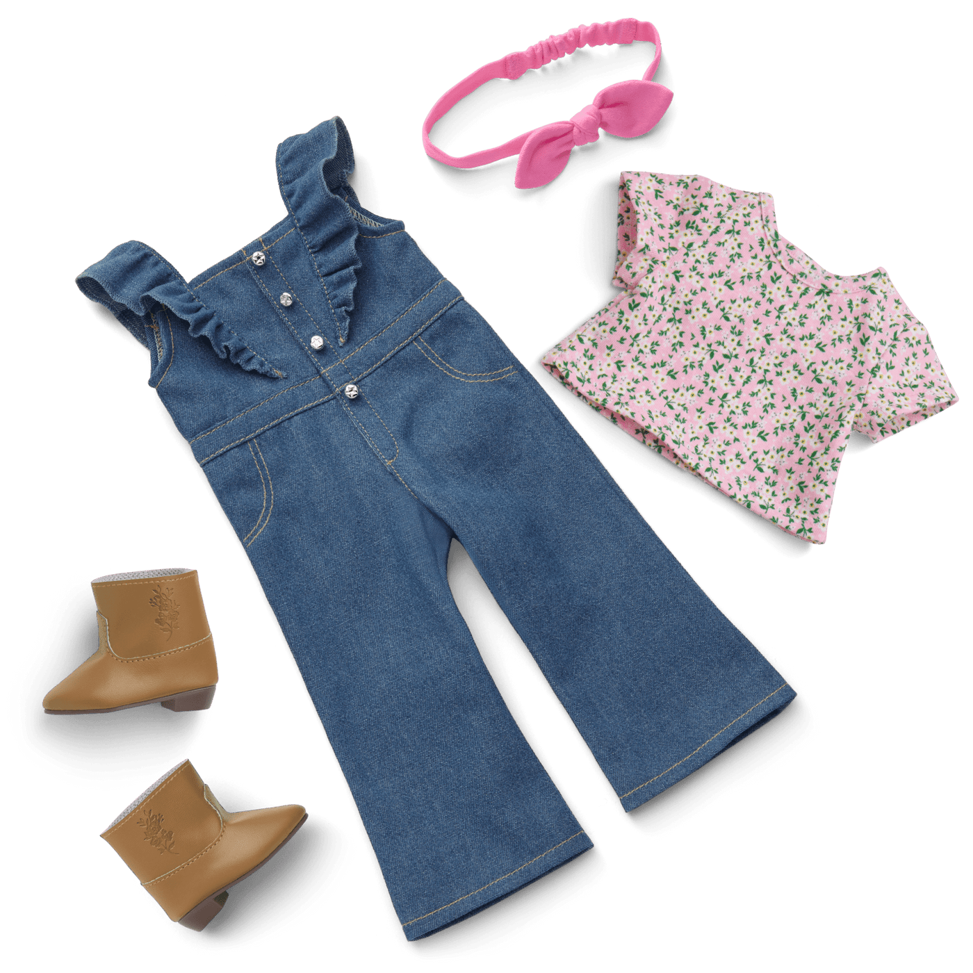 Western Flowers Denim Jumpsuit for 18-inch Dolls A3