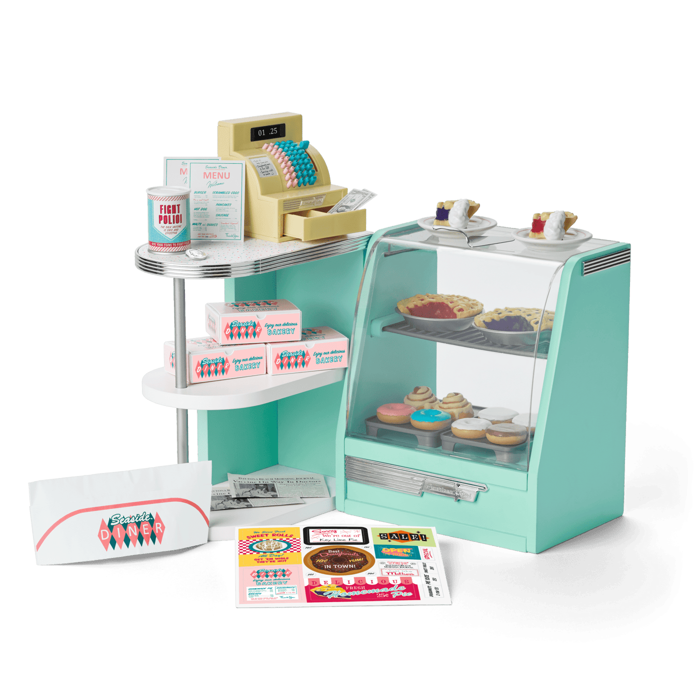 Maryellen’s™ Seaside Diner Bakery Case for 18-inch Dolls (Historical Characters) N1