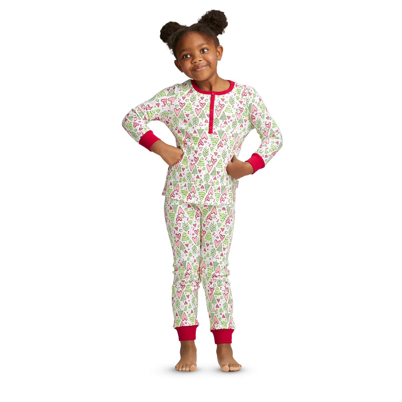 Hearts & Pines Holiday PJs for Little Girls C1