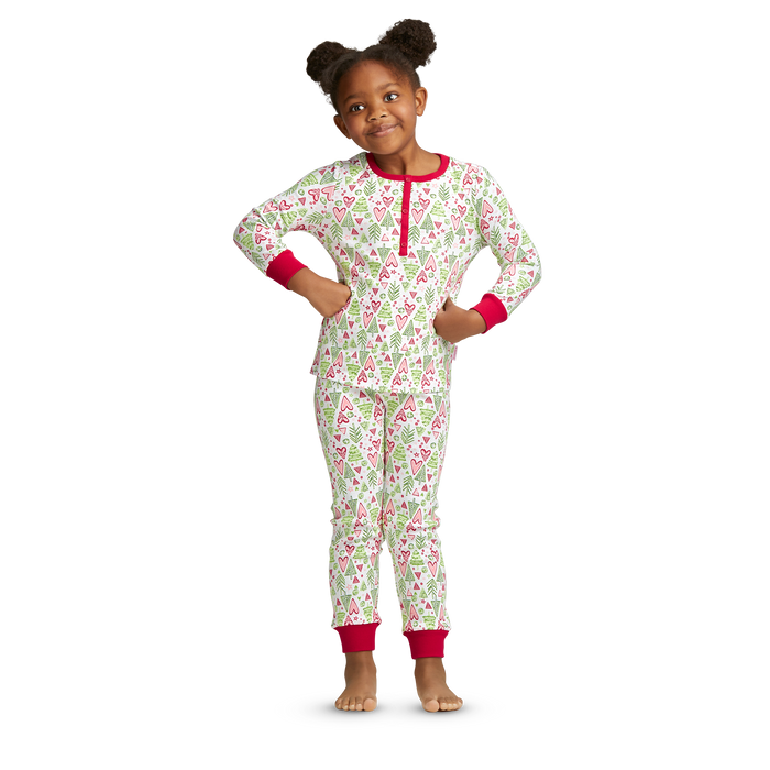 Hearts & Pines Holiday PJs for Little Girls C1