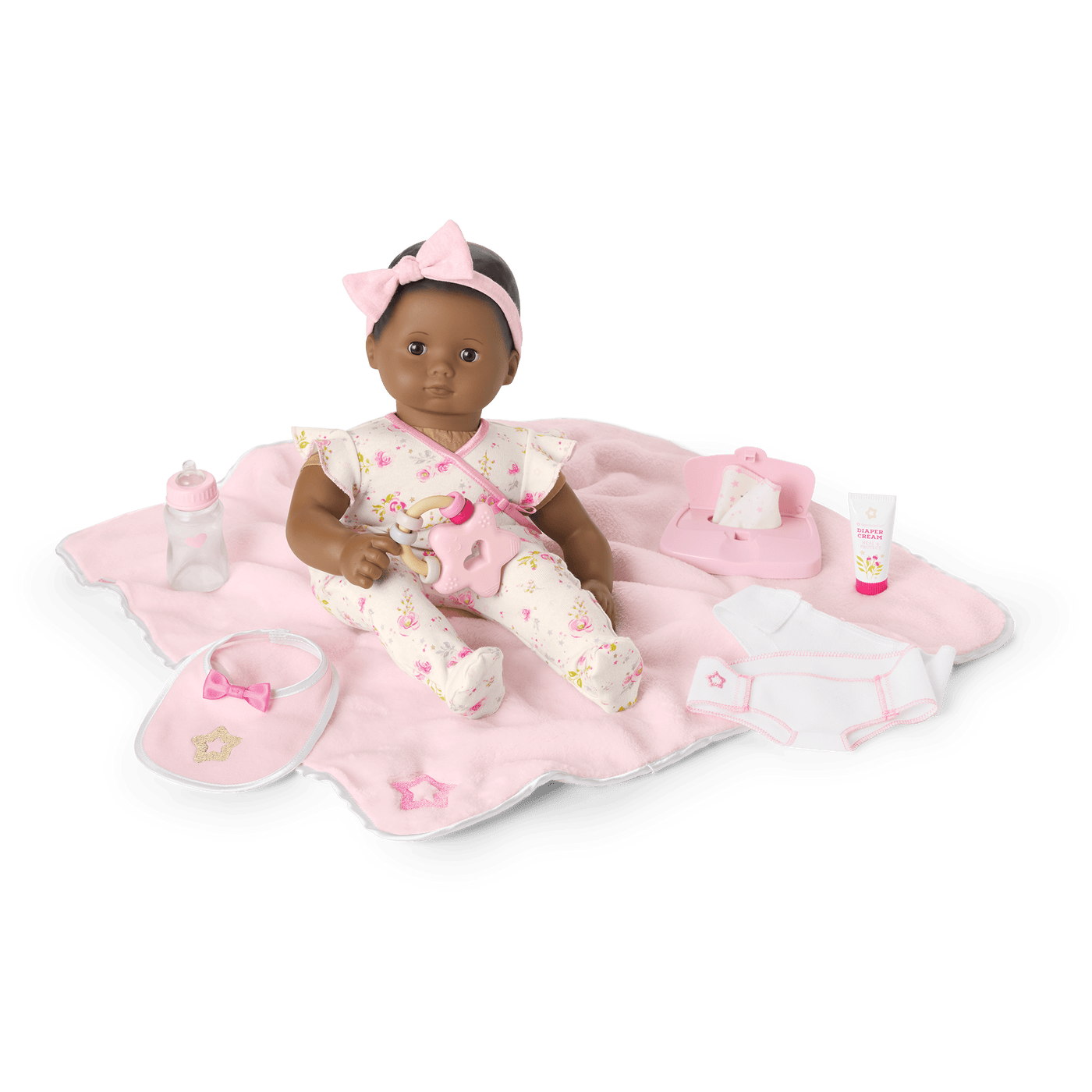 Bitty Baby® Doll #1 with black hair Care & Play Set R8