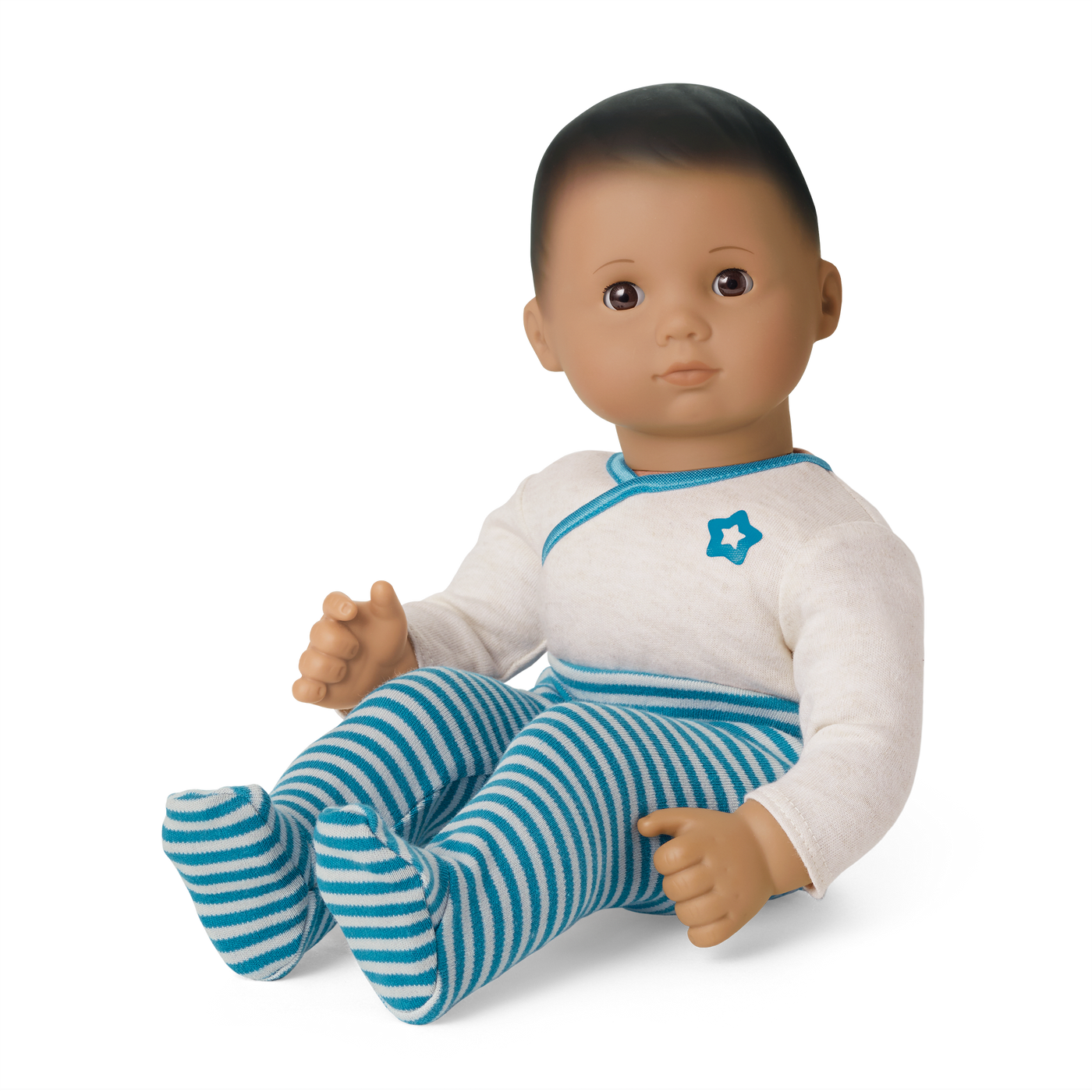 Bitty Baby® Doll #5 with dark brown hair in Soft Blue G8