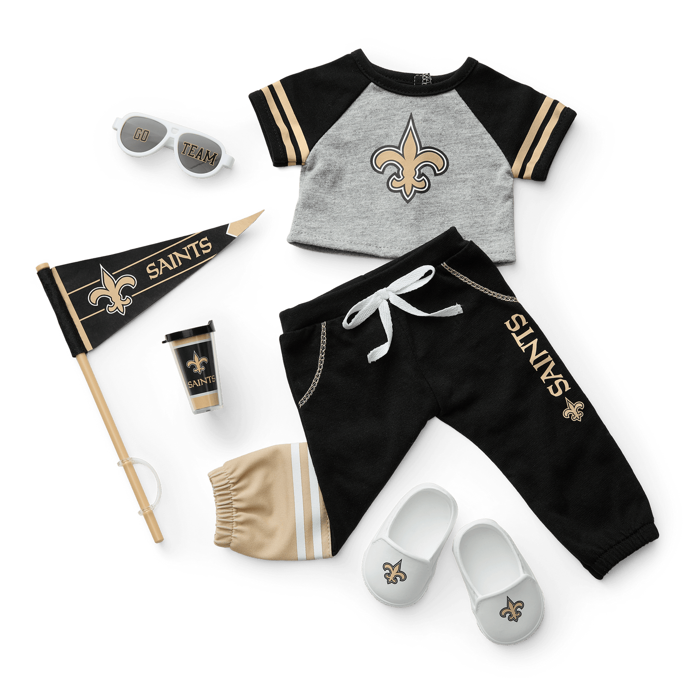 American Girl® x NFL New Orleans Saints Fan Outfit & Accessories for 18-inch Dolls J1