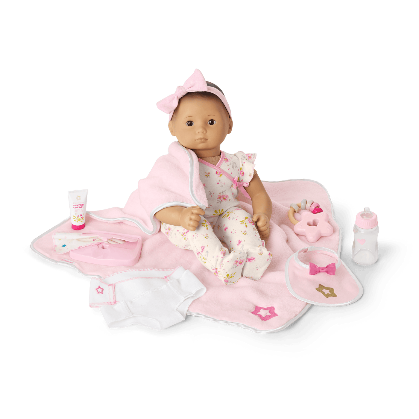 Bitty Baby® Doll #4 with black hair Care & Play Set X4