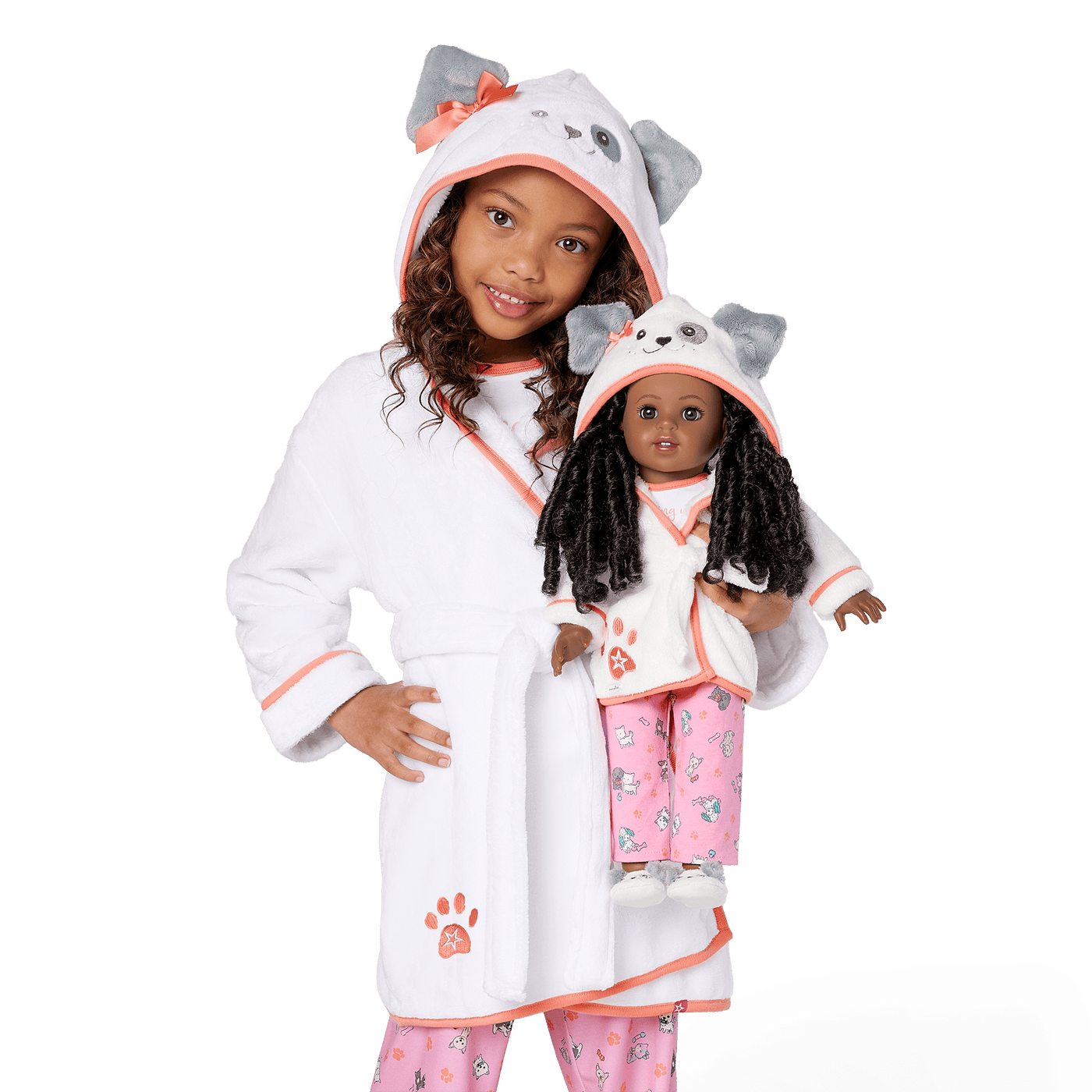 Comfy Puppy Robe Set for Girls & 18-inch Dolls F2