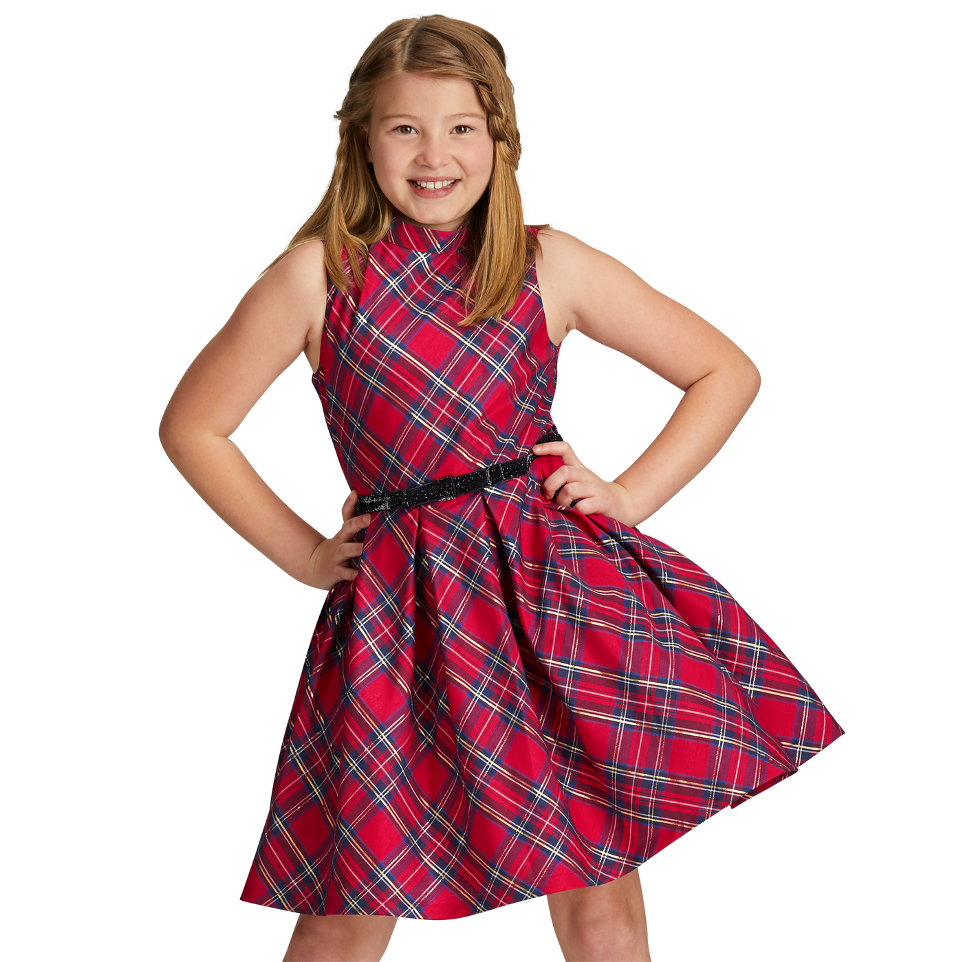 Pretty Plaid Christmas Dress for Girls K2