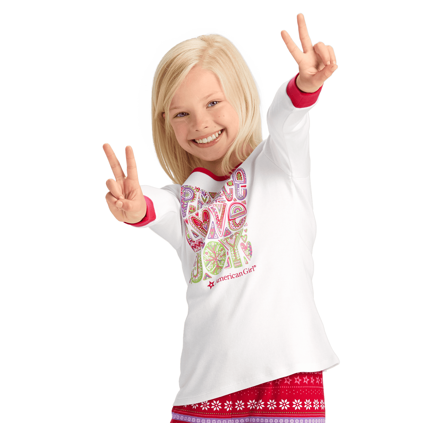 Peace, Love & Joy PJ Top for Girls T0