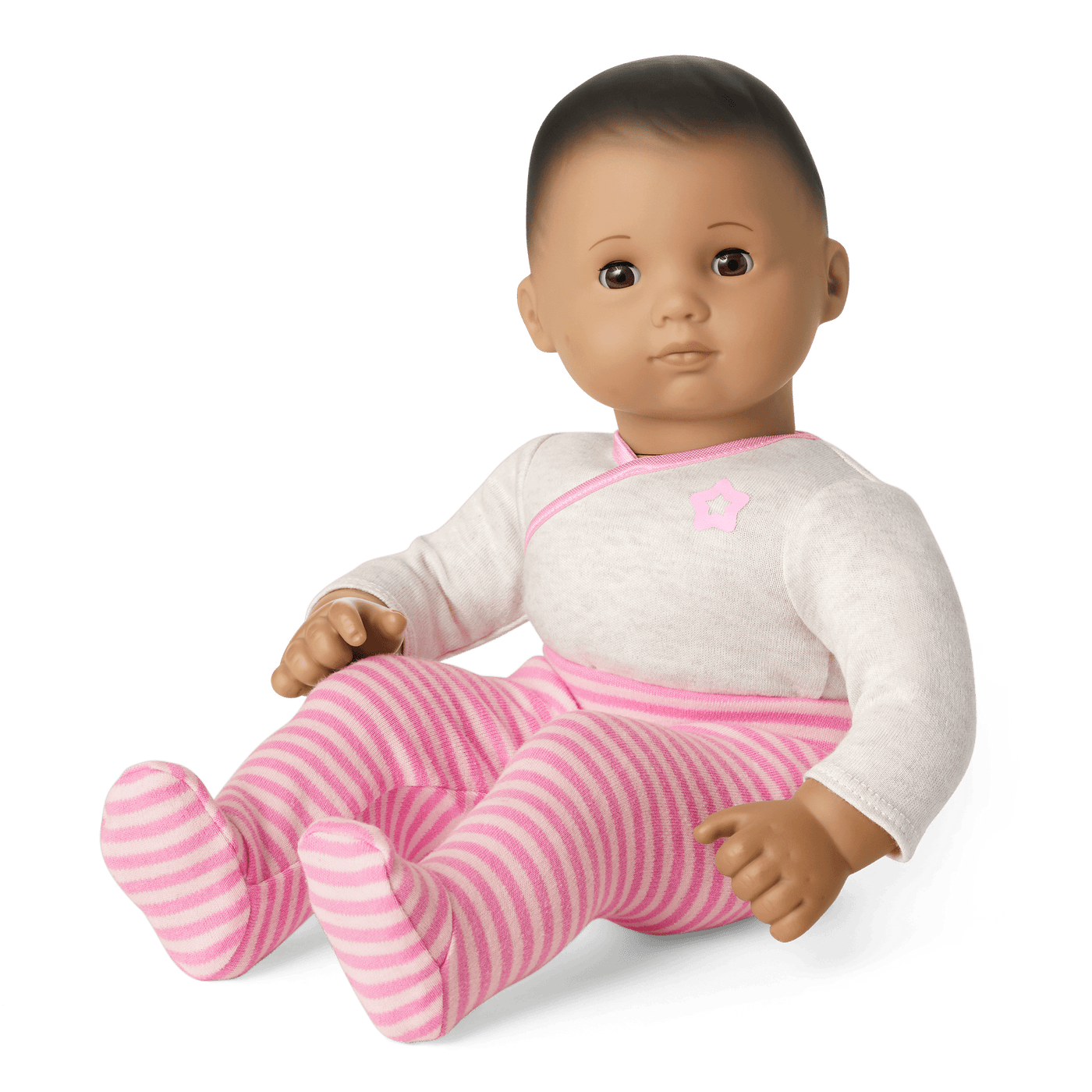 Bitty Baby® Doll #5 with dark brown hair in Pretty Pink M1