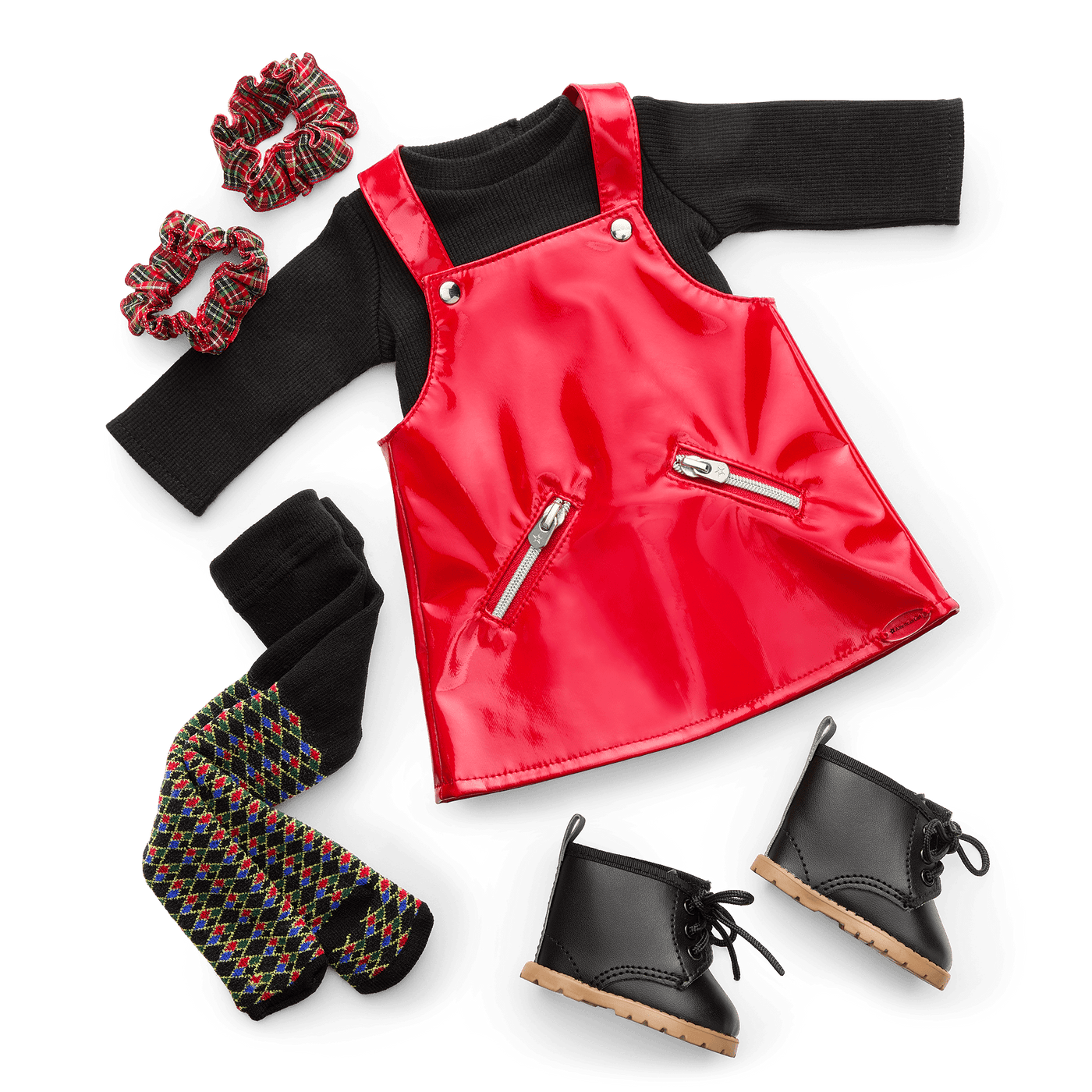 Nicki’s™ Red Vinyl Jumper Outfit for 18-inch Dolls (Historical Characters) R7